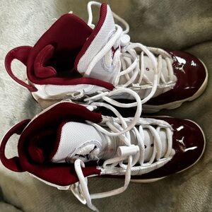 Jordan Kids Burgundy and White Sneakers